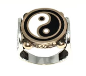 925 Ayar Gümüş ve Bronz Karışımı Ying Yang Denge Modeli Erkek Yüzüğü thumbnail 2
