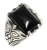 925 Ayar Gümüş Dikdörtgen Onyx Taşlı Erkek Yüzük thumbnail 5