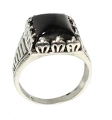 925 Ayar Gümüş Dikdörtgen Onix Taşlı Erkek Yüzük thumbnail 6