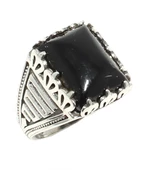 925 Ayar Gümüş Dikdörtgen Onix Taşlı Erkek Yüzük thumbnail 7