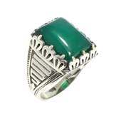 925 Ayar Gümüş Yeşil Kaplan Gözü Taşlı Erkek Yüzük thumbnail 5