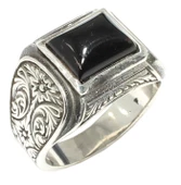 925 Ayar Gümüş Dikdörtgen Oniks Taşlı Erkek Yüzük thumbnail 1