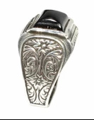 925 Ayar Gümüş Dikdörtgen Oniks Taşlı Erkek Yüzük thumbnail 2