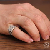 925 Ayar Gümüş Mısır Hiyeroglif Yüzük thumbnail 2