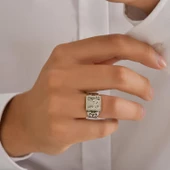 925 Ayar Gümüş Mısır Hiyeroglif Yüzük thumbnail 1