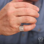 925 Ayar Gümüş Mısır Hiyeroglif Yüzük thumbnail 4