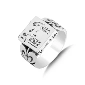 925 Ayar Gümüş Mısır Hiyeroglif Yüzük thumbnail 5