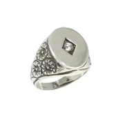 925 Ayar Gümüş Beyaz Zirkon Taşlı Oval Ayna Yüzük thumbnail 1