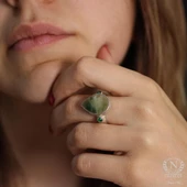 925 Ayar Gümüş Zümrüt Taşlı Yüzük thumbnail 6