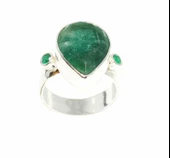 925 Ayar Gümüş Zümrüt Taşlı Yüzük thumbnail 4