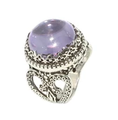 925 Ayar Gümüş Ametist Taşlı Tasarım Yüzük thumbnail 3