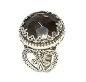 925 Ayar Gümüş Smoki Kuvars Taşlı Tasarım Yüzük thumbnail 2