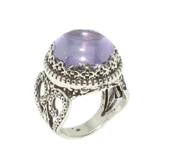 925 Ayar Gümüş Ametist Taşlı Tasarım Yüzük thumbnail 2