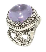 925 Ayar Gümüş Ametist Taşlı Tasarım Yüzük thumbnail 1