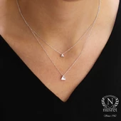 925 Ayar Gümüş İkili Üçgen Kolye thumbnail 2