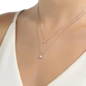 925 Ayar Gümüş İkili Üçgen Kolye thumbnail 6