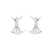 925 Ayar Gümüş Hilal Modeli Ear Jacket Küpe, Sarı thumbnail 1