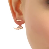 925 Ayar Gümüş Hilal Modeli Ear Jacket Küpe, Sarı thumbnail 7