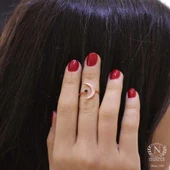 925 Ayar Gümüş Taşlı Ay Modeli Yüzük thumbnail 7