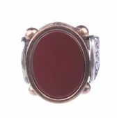 925 Ayar Gümüş ve Bronz Karışımı Oval Akik Taş Erkek Yüzük thumbnail 4