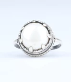 925 Ayar Gümüş İnci Taşlı Tasarım Yüzük thumbnail 2