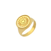 925 Ayar Gümüş Şövalye Yüzük, Sarı thumbnail 1