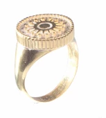 925 Ayar Gümüş Şövalye Yüzük, Sarı thumbnail 2