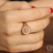 925 Ayar Gümüş Şövalye Yüzük, Pembe thumbnail 1