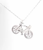 925 Ayar Gümüş Bisiklet Charm Kolye, Beyaz thumbnail 5