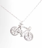 925 Ayar Gümüş Bisiklet Charm Kolye, Beyaz thumbnail 3