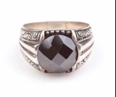 925 Ayar Gümüş Oval Fasetli Oniks Taşlı Erkek Yüzük thumbnail 7