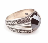 925 Ayar Gümüş Oval Fasetli Oniks Taşlı Erkek Yüzük thumbnail 8