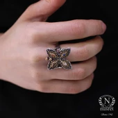 925 Ayar Gümüş Taşlı Kelebekli Antik Tasarım Yüzük thumbnail 8