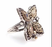 925 Ayar Gümüş Taşlı Kelebekli Antik Tasarım Yüzük thumbnail 3