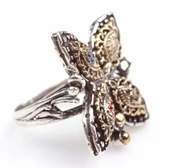 925 Ayar Gümüş Taşlı Kelebekli Antik Tasarım Yüzük thumbnail 6