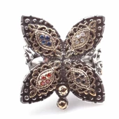 925 Ayar Gümüş Taşlı Kelebekli Antik Tasarım Yüzük thumbnail 5