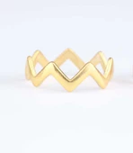 925 Ayar Gümüş Zikzak Yüzük, Sarı thumbnail 1