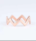 925 Ayar Gümüş Zikzak Yüzük, Pembe thumbnail 1