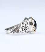 925 Ayar Gümüş Fasetli Garnet Taşlı Antik Yüzük thumbnail 4