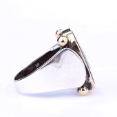 925 Ayar Gümüş ve Bronz Mavi Mineli Ay ve Kurt Desenli Erkek Yüzük thumbnail 3