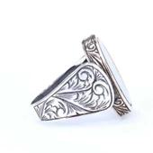 925 Ayar Gümüş ve Bronz Dikdörtgen Oniks Taşlı Erkek Yüzük thumbnail 3