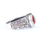 925 Ayar Gümüş ve Bronz Karışımı Yakut Taşlı Erkek Yüzük - 2