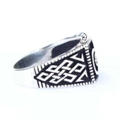 925 Ayar Gümüş Osmanlı Tuğrası Desenli Erkek Yüzük thumbnail 2