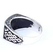 925 Ayar Gümüş Osmanlı Tuğrası Desenli Erkek Yüzük thumbnail 5