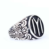 925 Ayar Gümüş KAYI Sembolü Erkek Yüzük thumbnail 3