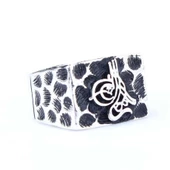 925 Ayar Gümüş Osmanlı Tuğrası Benek Desenli Erkek Yüzük thumbnail 1