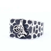 925 Ayar Gümüş Osmanlı Tuğrası Benek Desenli Erkek Yüzük thumbnail 5