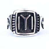 925 Ayar Gümüş KAYI Boyu ve Osmanlı Tuğralı Erkek Yüzük thumbnail 3