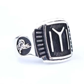 925 Ayar Gümüş KAYI Boyu ve Osmanlı Tuğralı Erkek Yüzük thumbnail 1