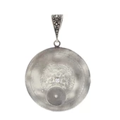 925 Ayar Gümüş Desenli Madalyon Kolye Ucu thumbnail 1